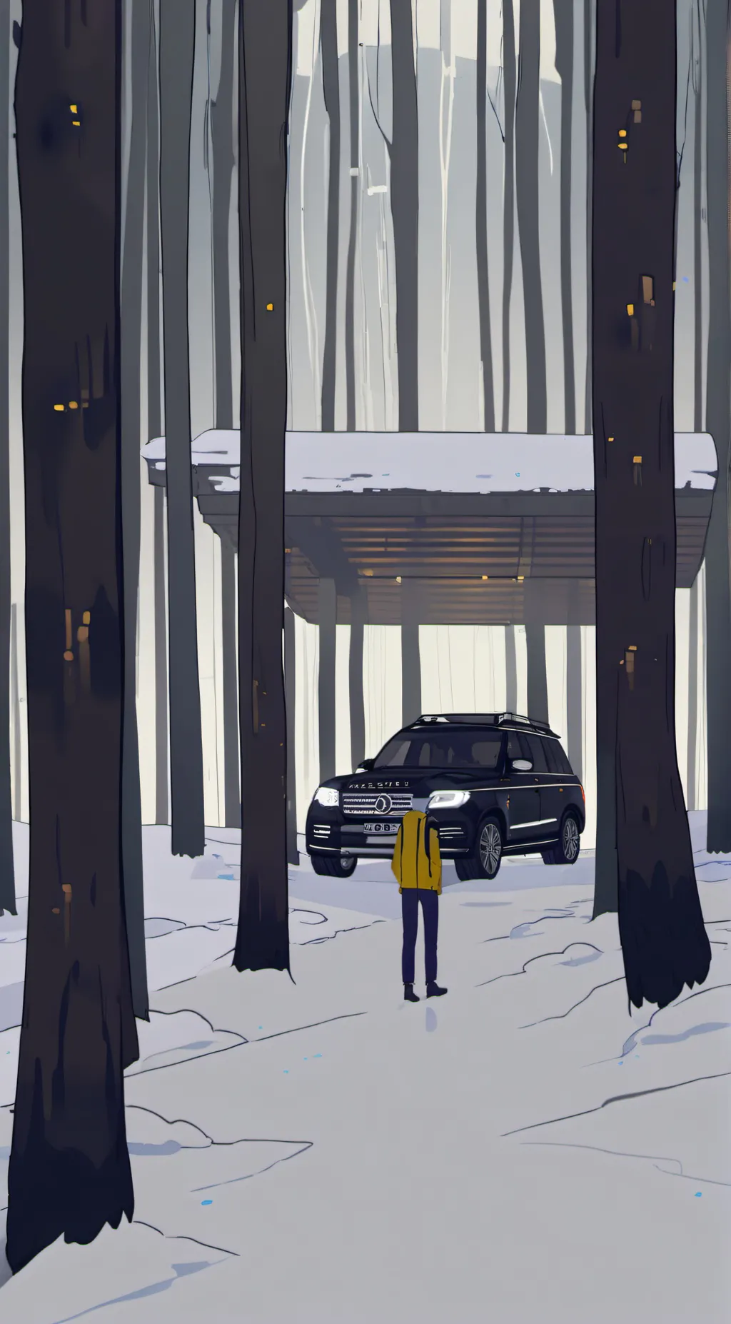 ai character: a car and person background