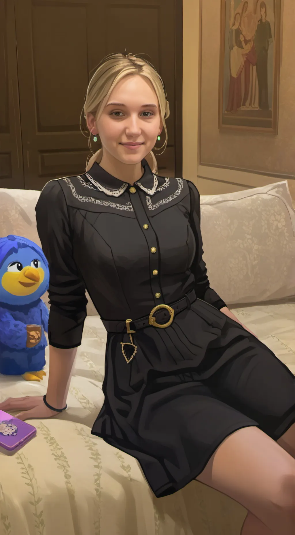 ai character: ~{𝔼𝕞𝕞𝕒~}~ background