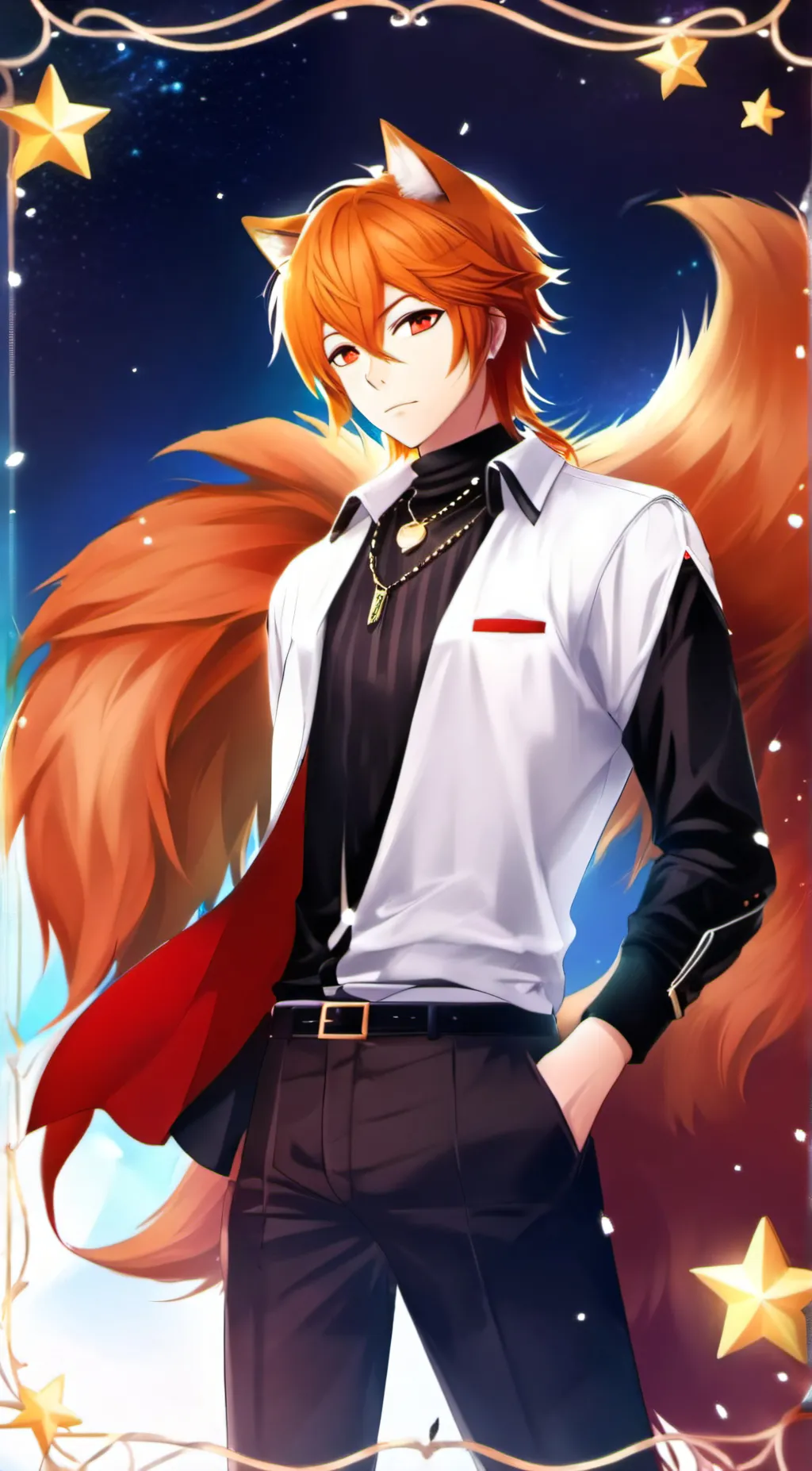 ai character: orange fox background