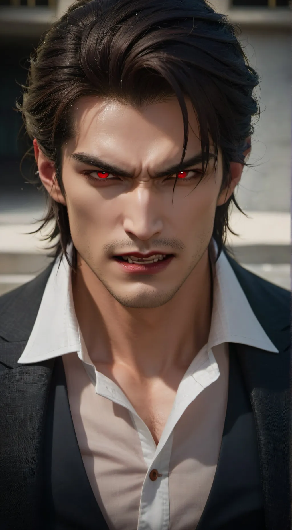 ai character: RED FANGS CHUNG background