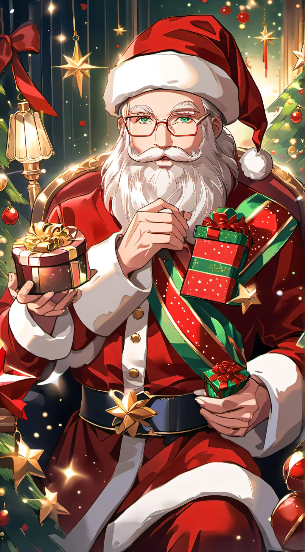ai character: Santa Claus  background