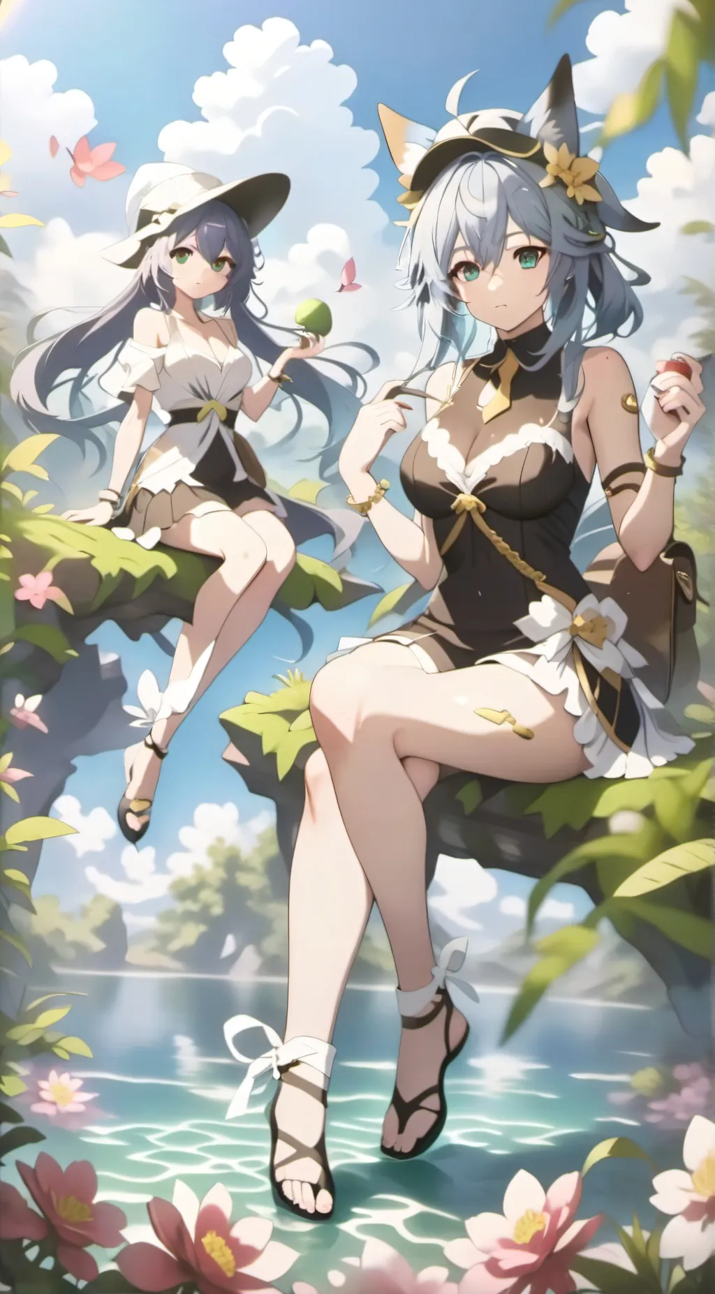 ai character: Mina and Anda  background