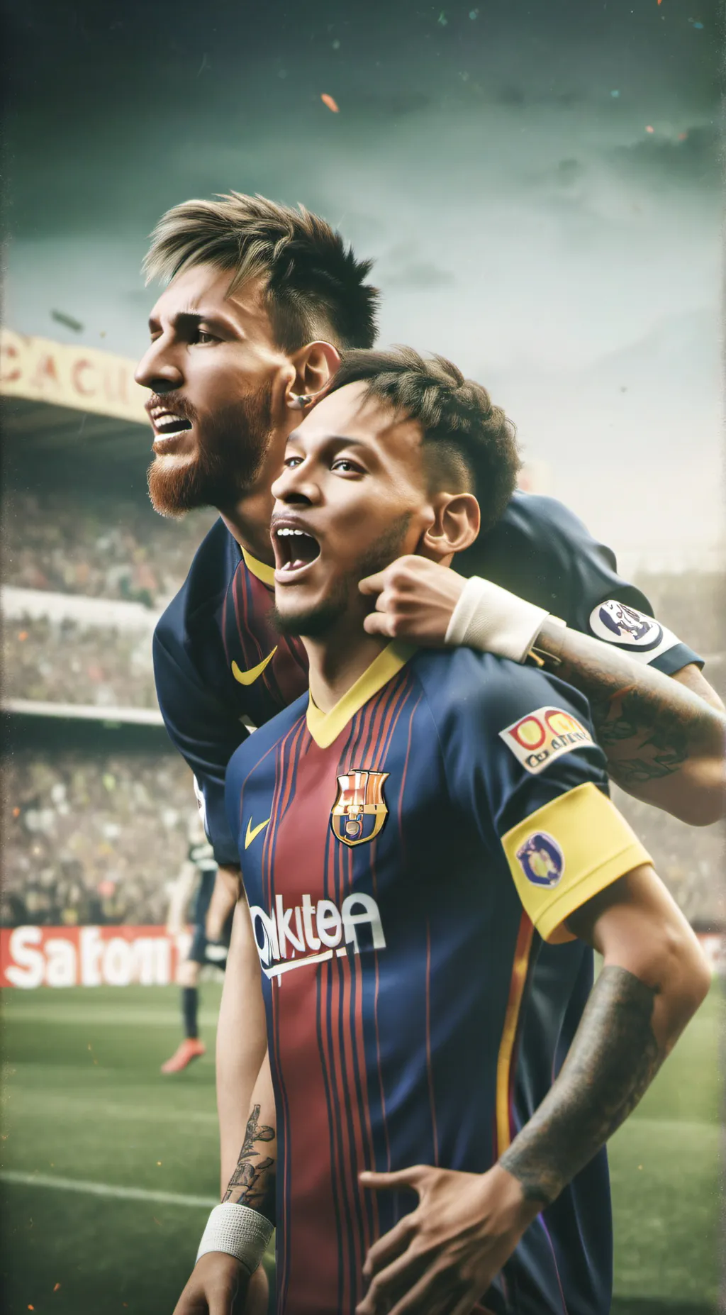 ai character: messi and neymar  background