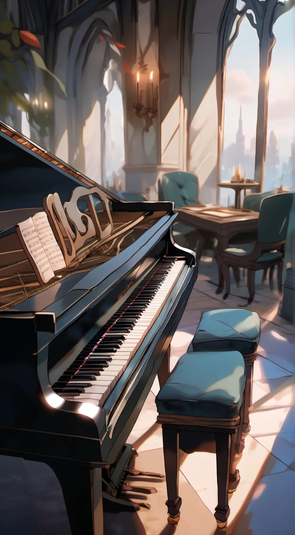 ai character: Piano background