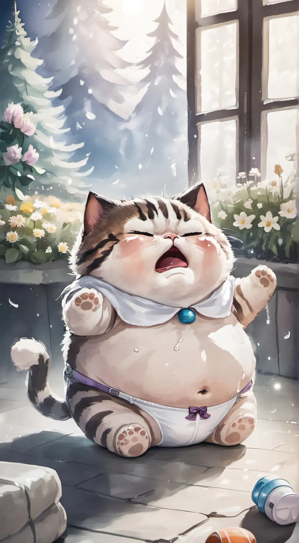 ai character: chubby cat background