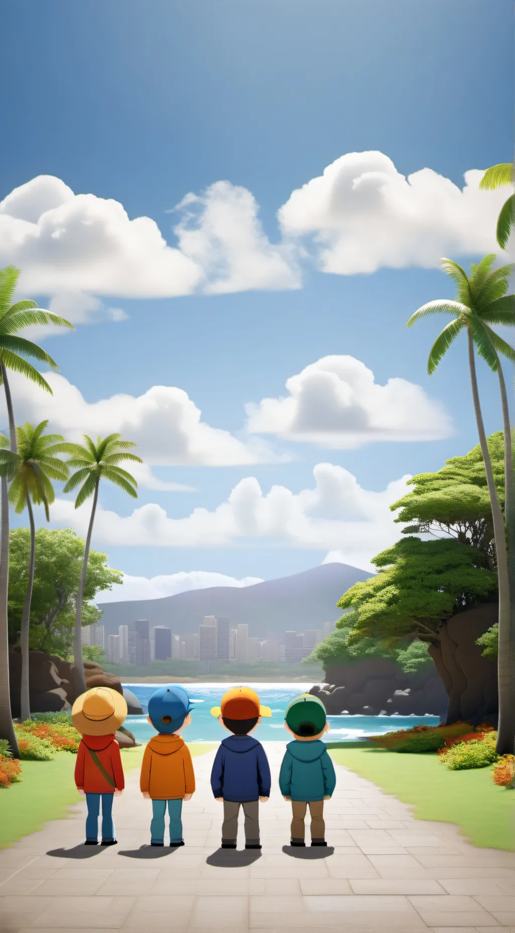 ai character: South park Hawaii background