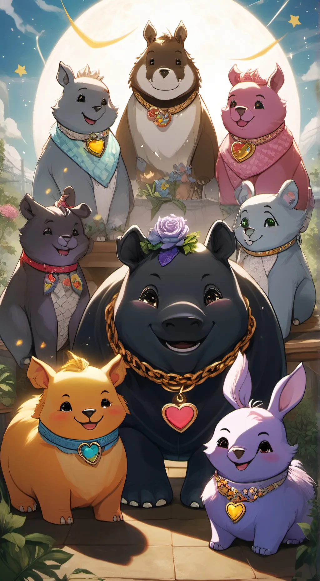 ai character: Smiling critters!  background