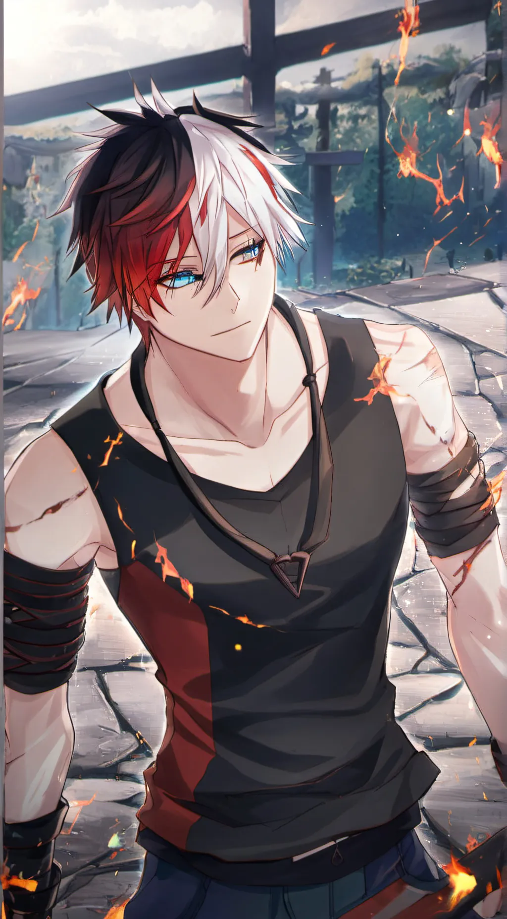 ai character: Shoto Todoroki  background