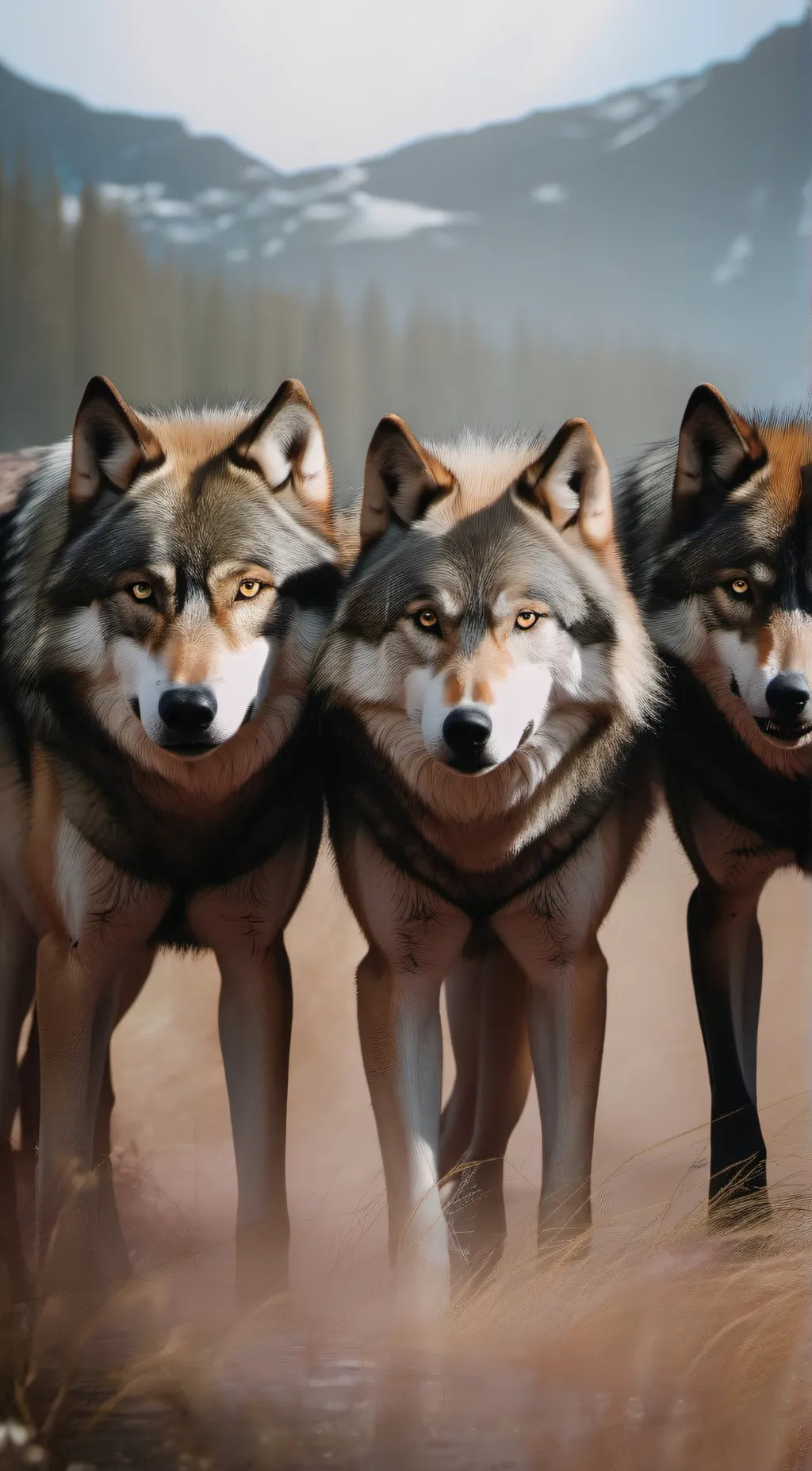 ai character: Wolves in the zoo background