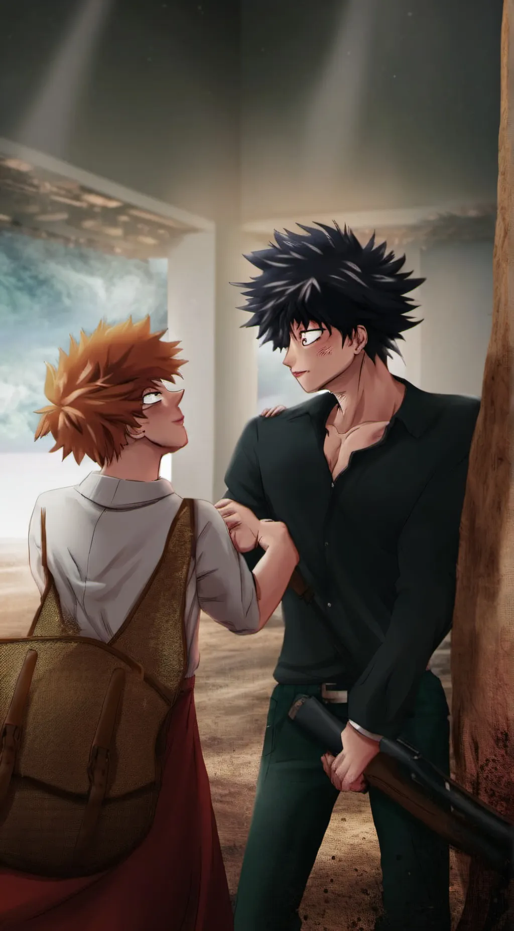 ai character: Deku and Bakugou  background