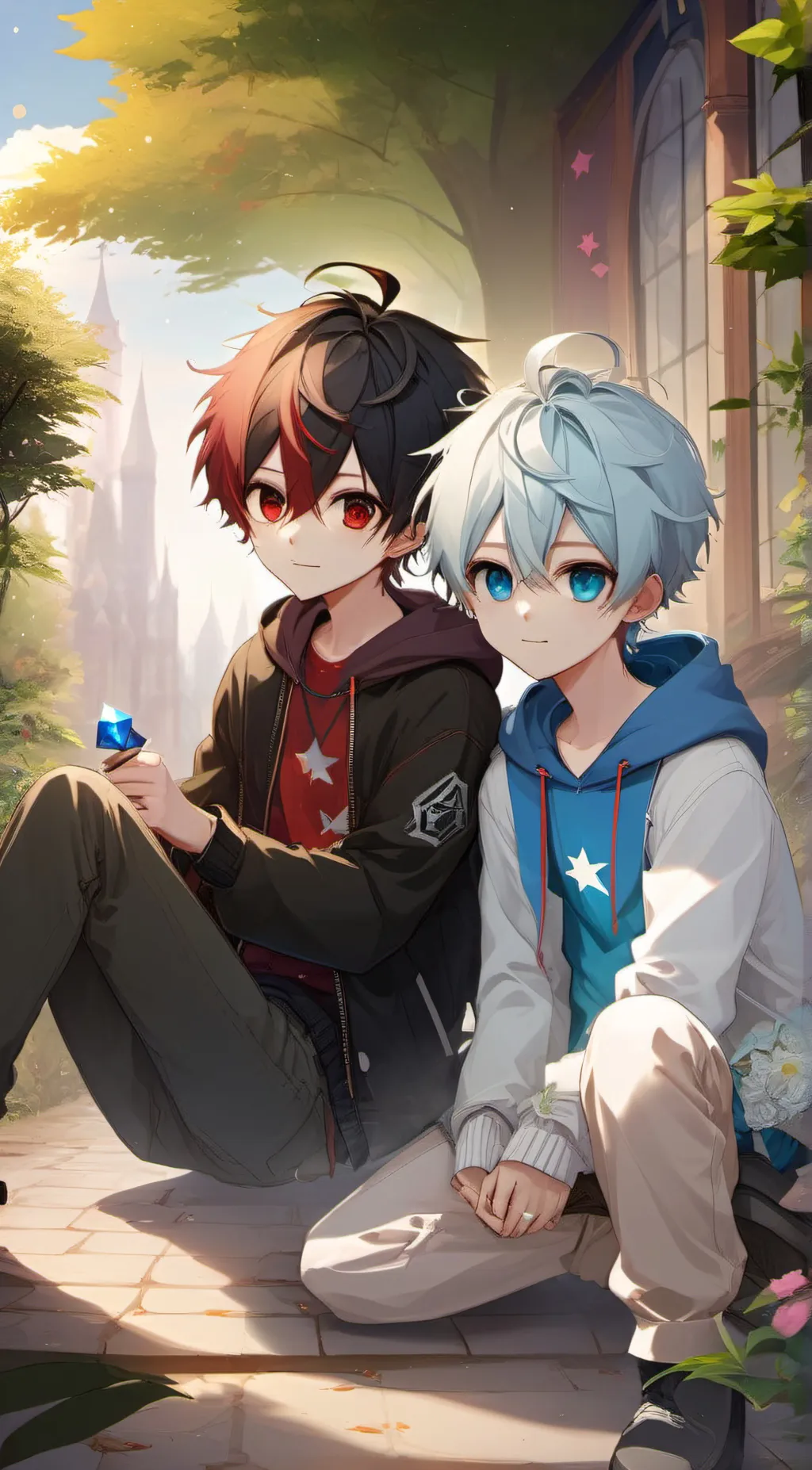 ai character: jack and arly cute background