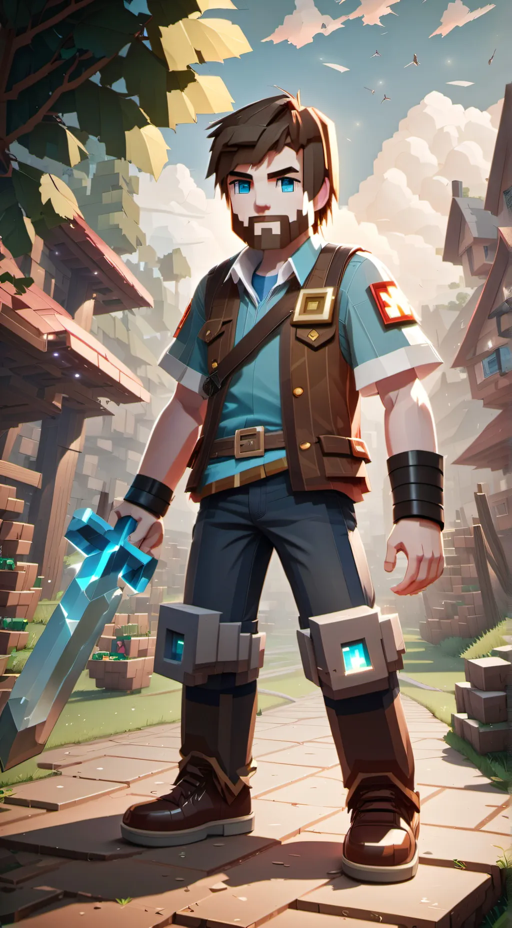 ai character: minecraft background