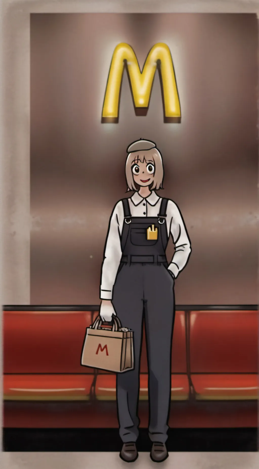 ai character: McDonald's worker background