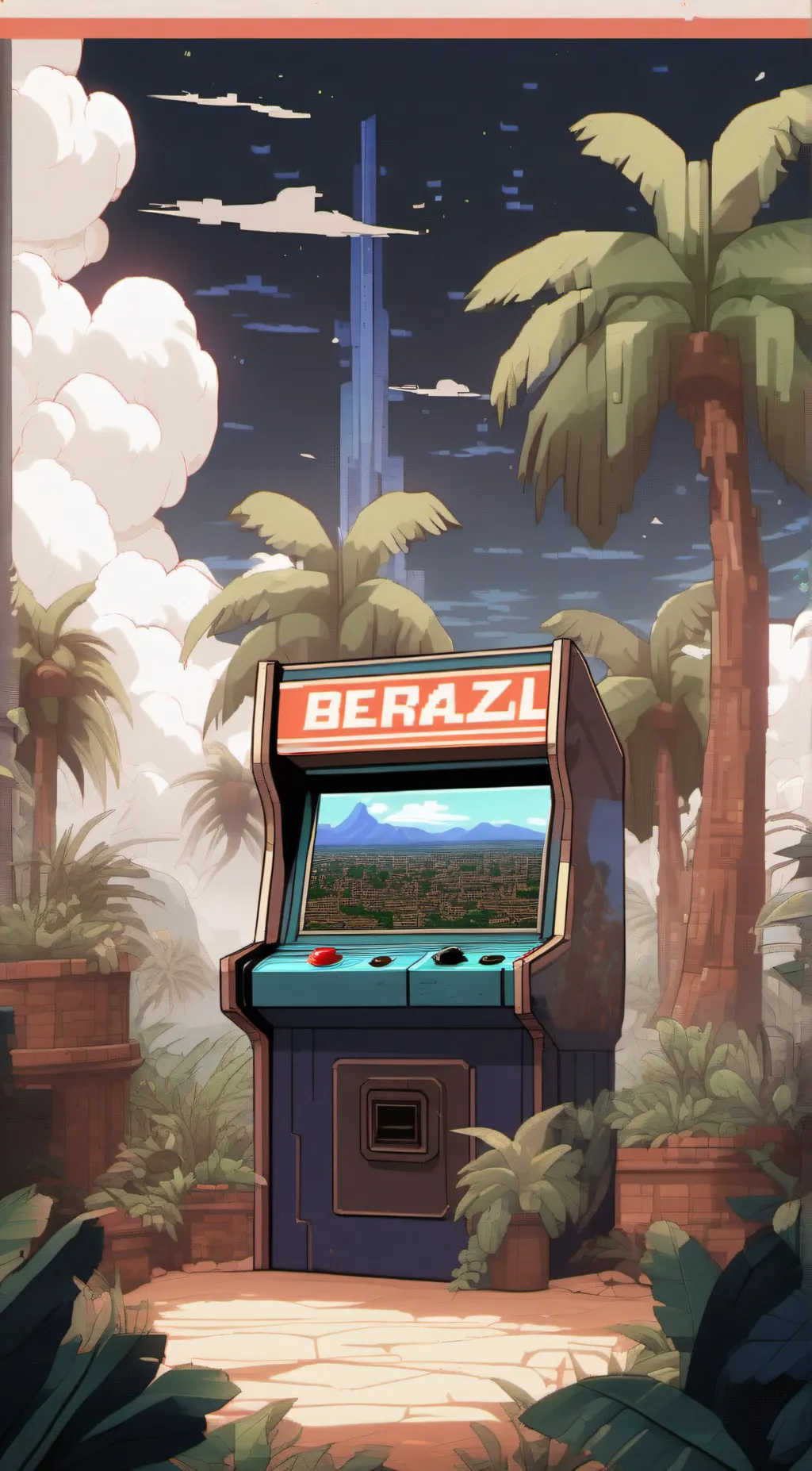 ai character: arcade background