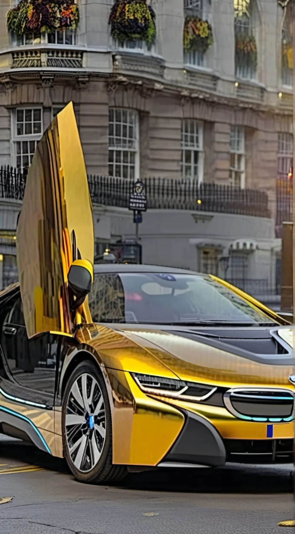 ai character: 24 karat gold bmw background