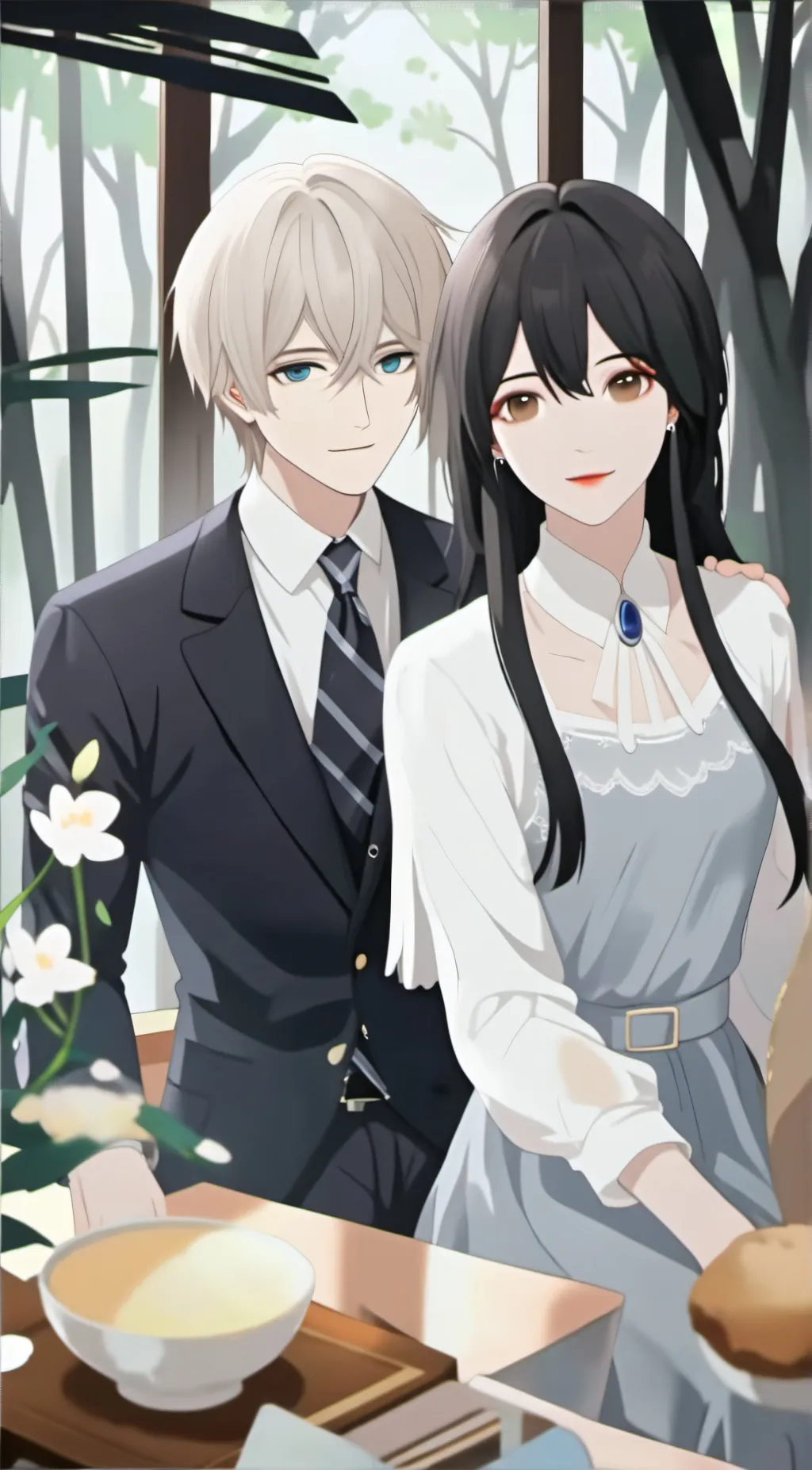 ai character: Trash and blacky a background