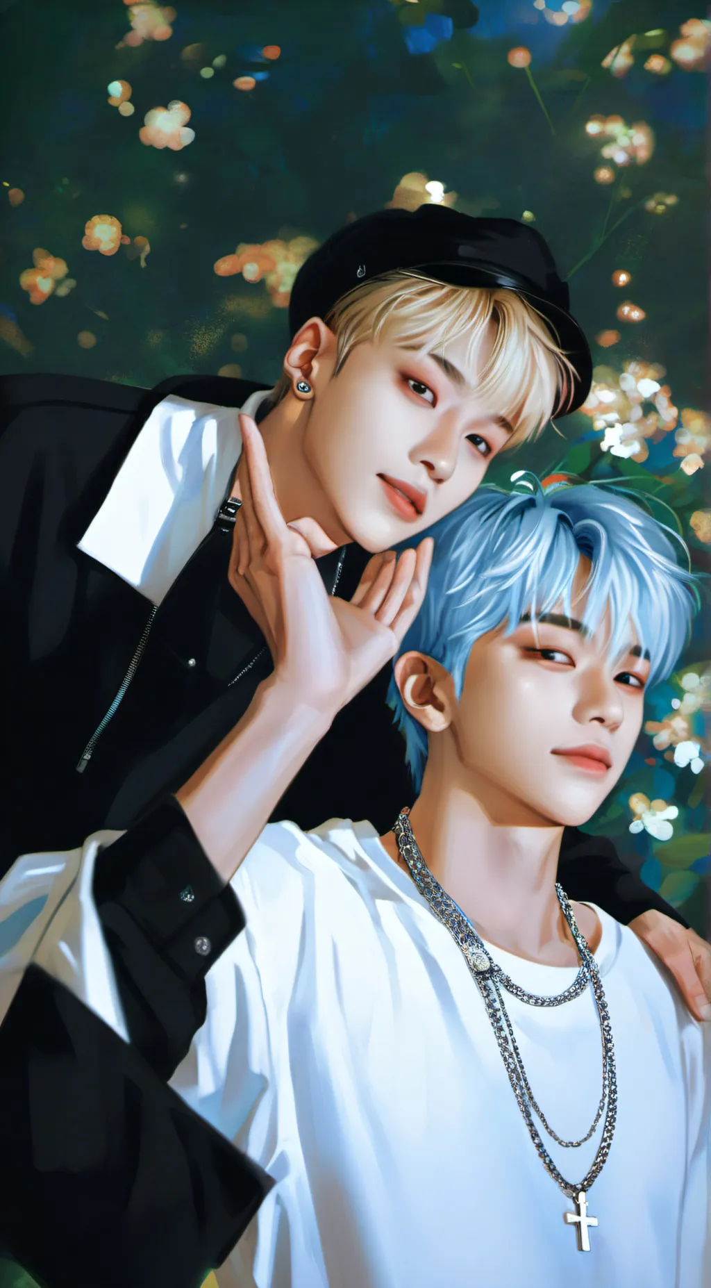 ai character: Hyunjin and Felix  background