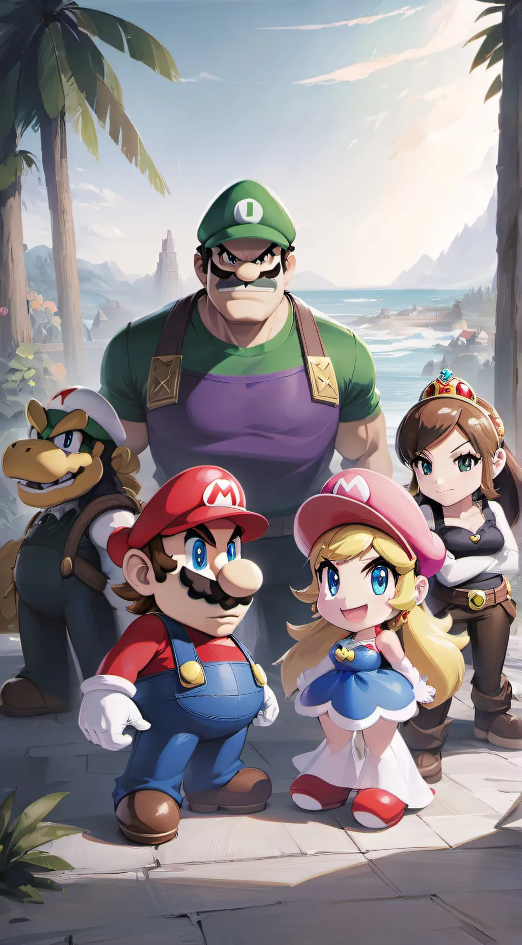 ai character: Total plush island background