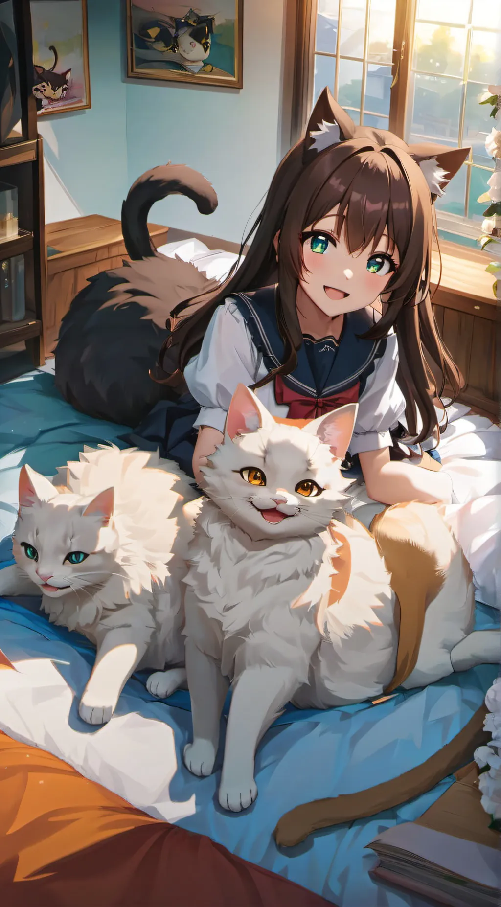 ai character: cat girl background