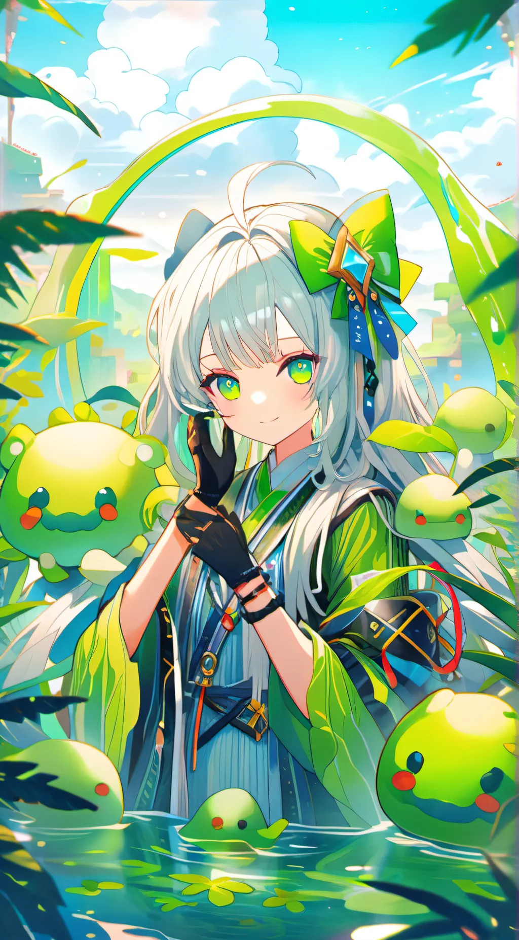 ai character: slime girl background