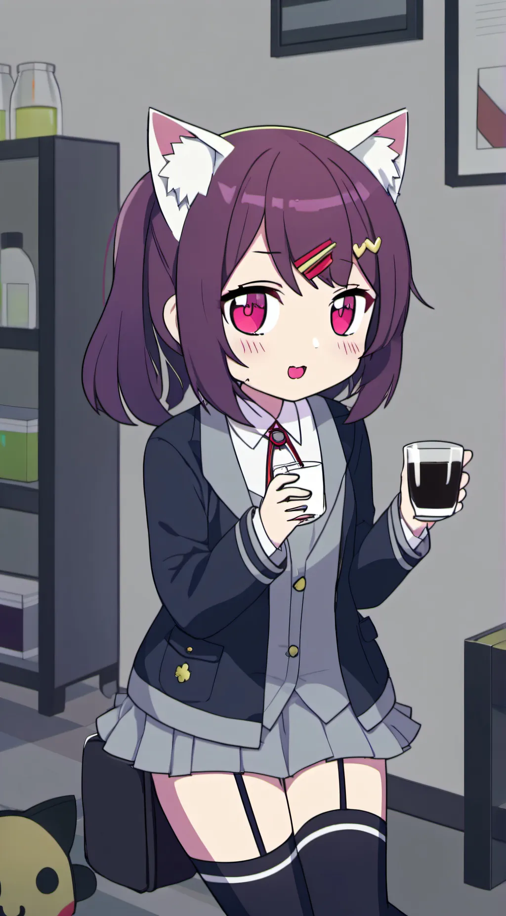 ai character: uwu cat  background