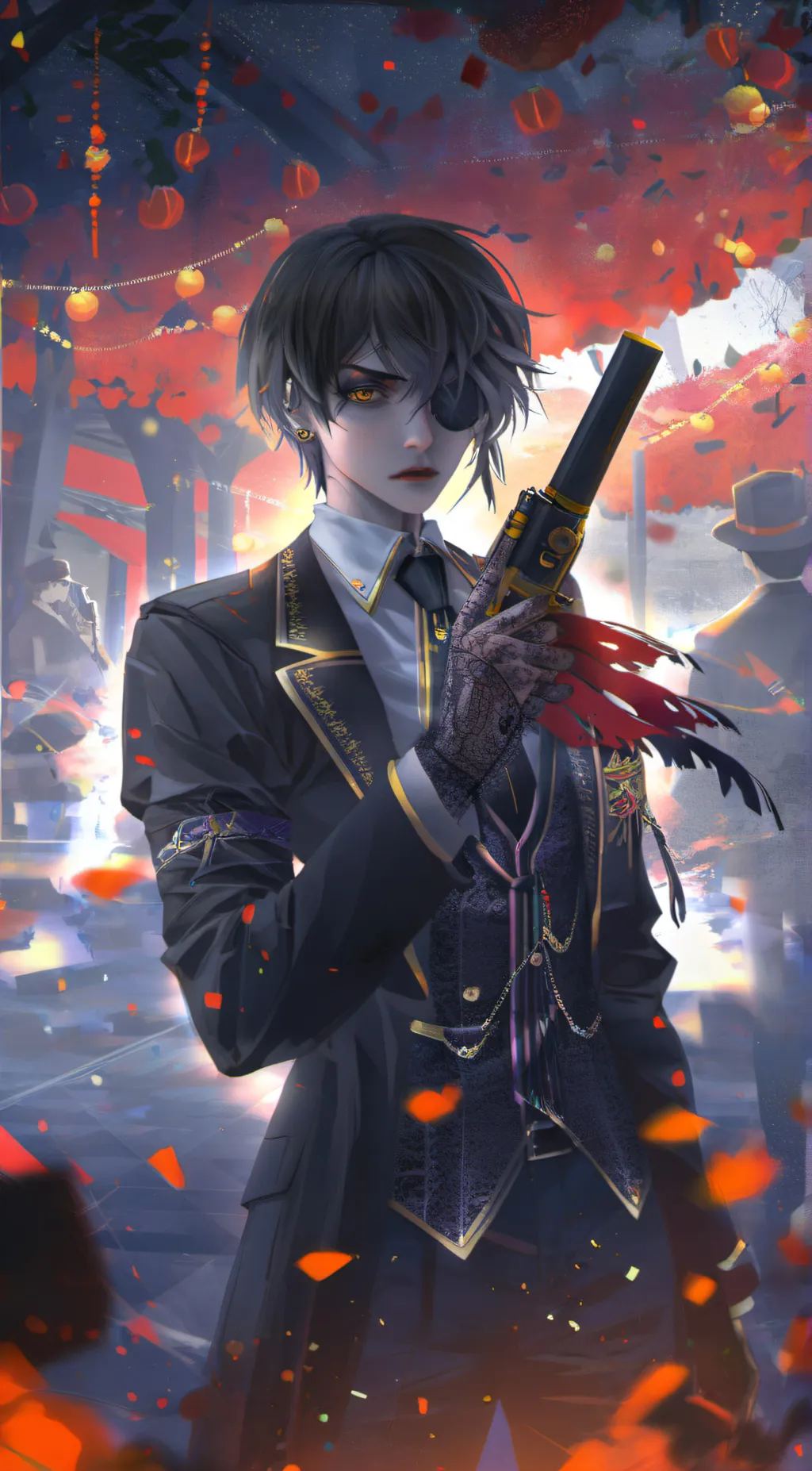 ai character: charlie 🖤🤍💜💛 background