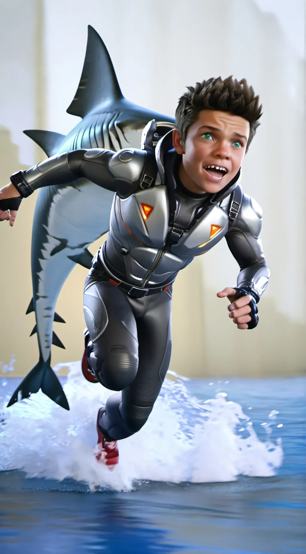ai character: shark boy  background