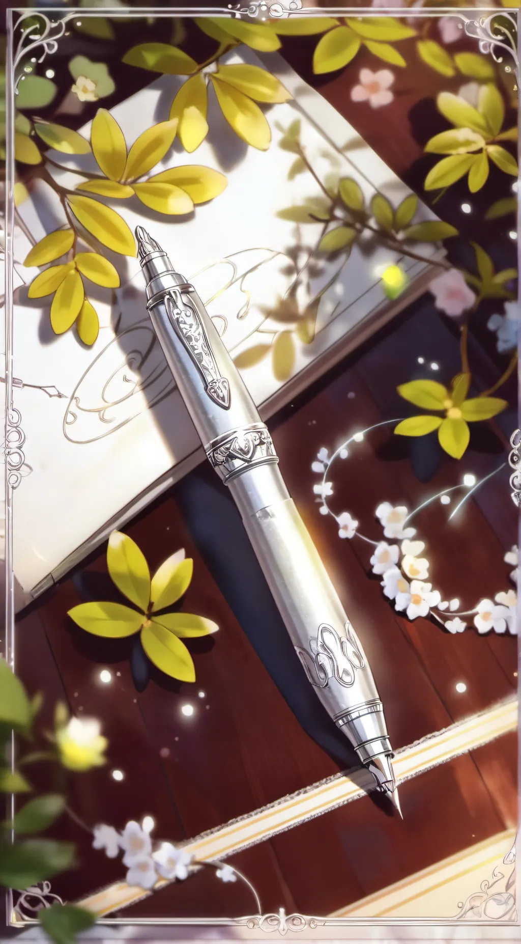 ai character: magic silver pen background