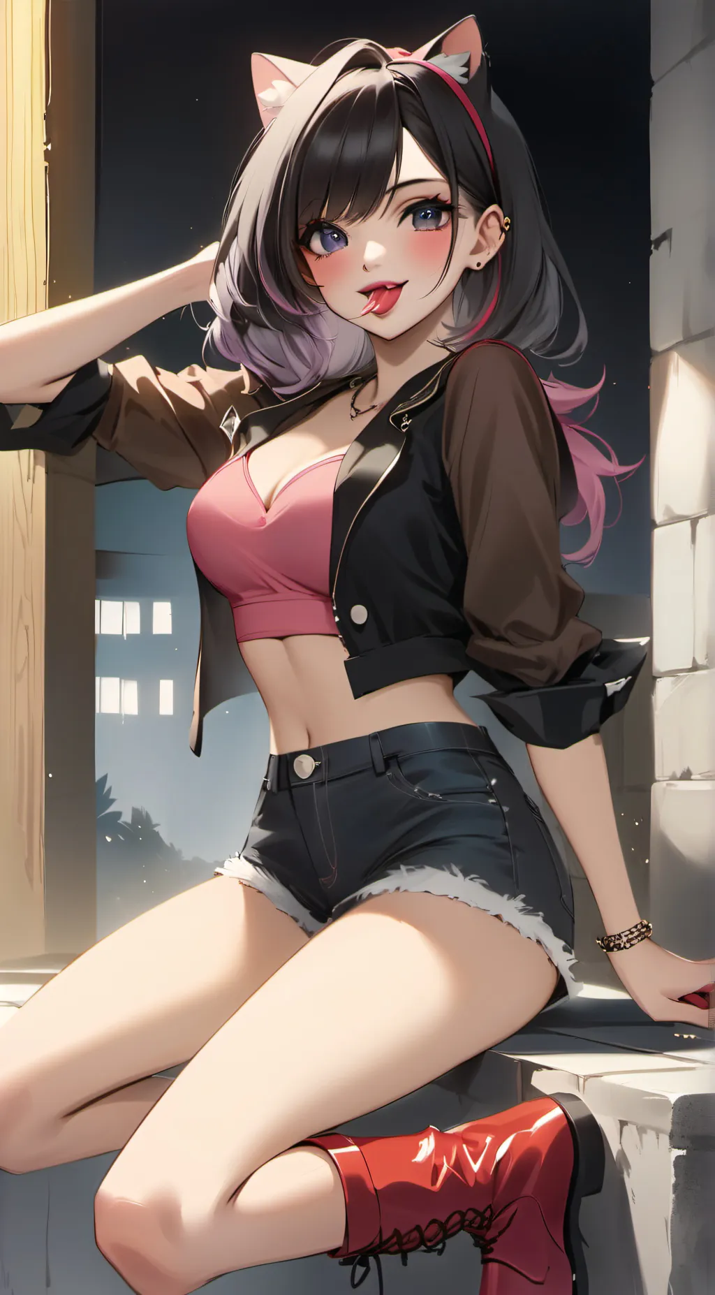 ai character: lizzy (cat girl) background