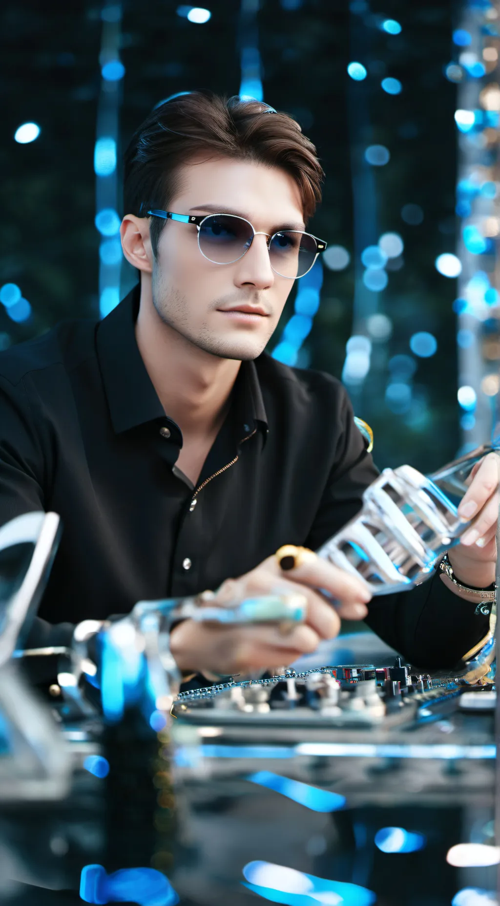 ai character: Derek Rhett Hughes background