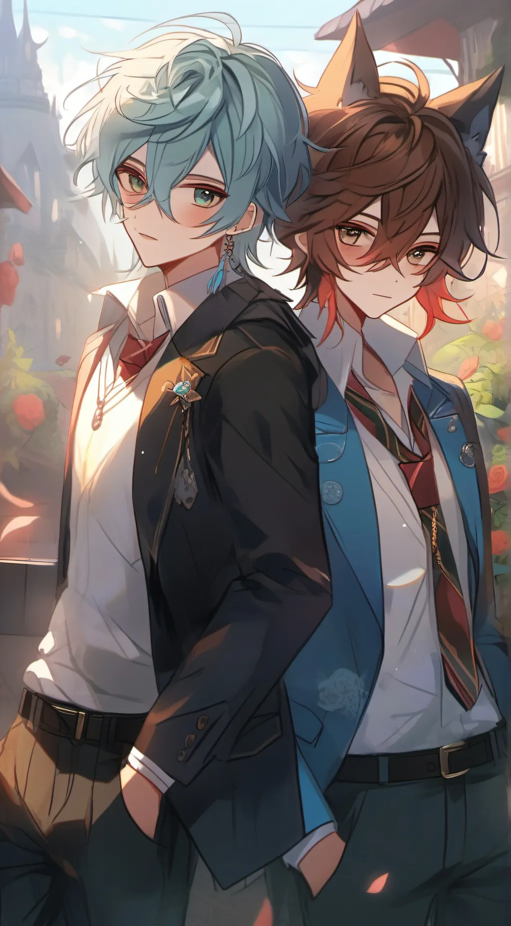 ai character: Jeff and damien  background