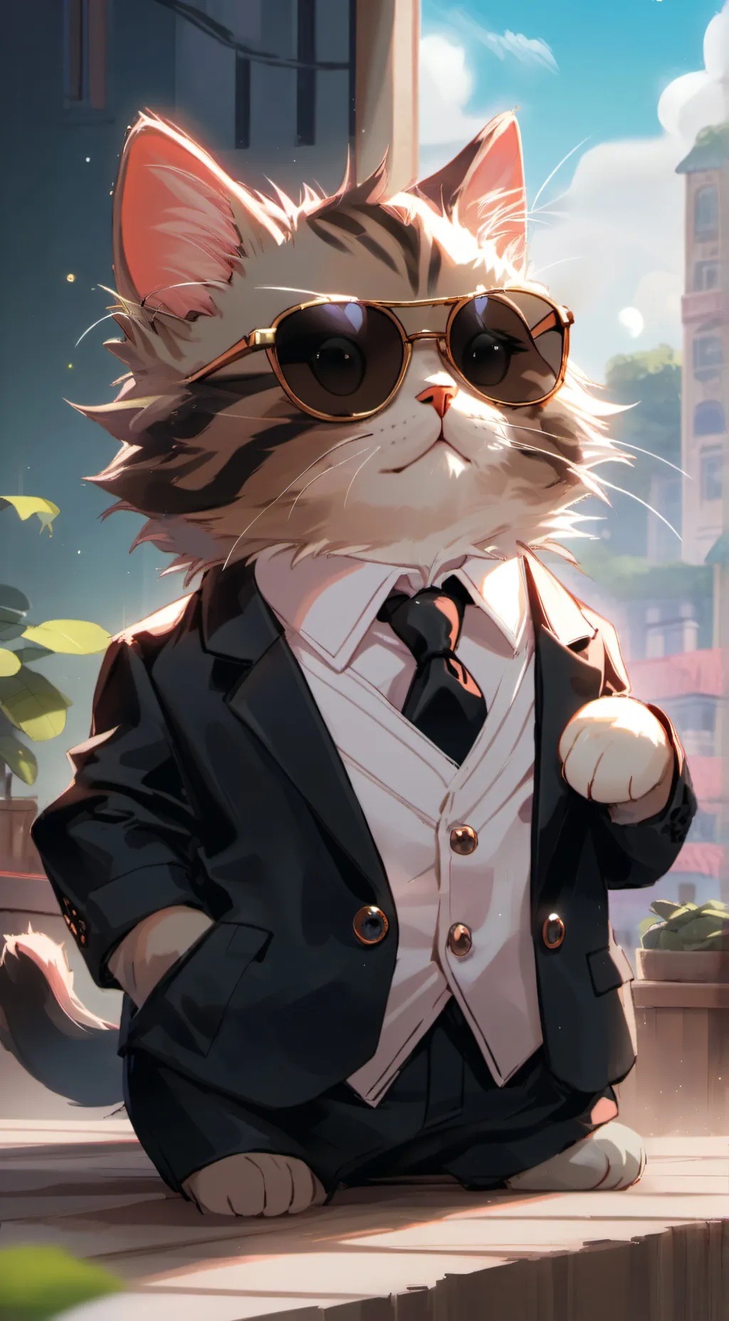 ai character: Cat rizz 🤑 background