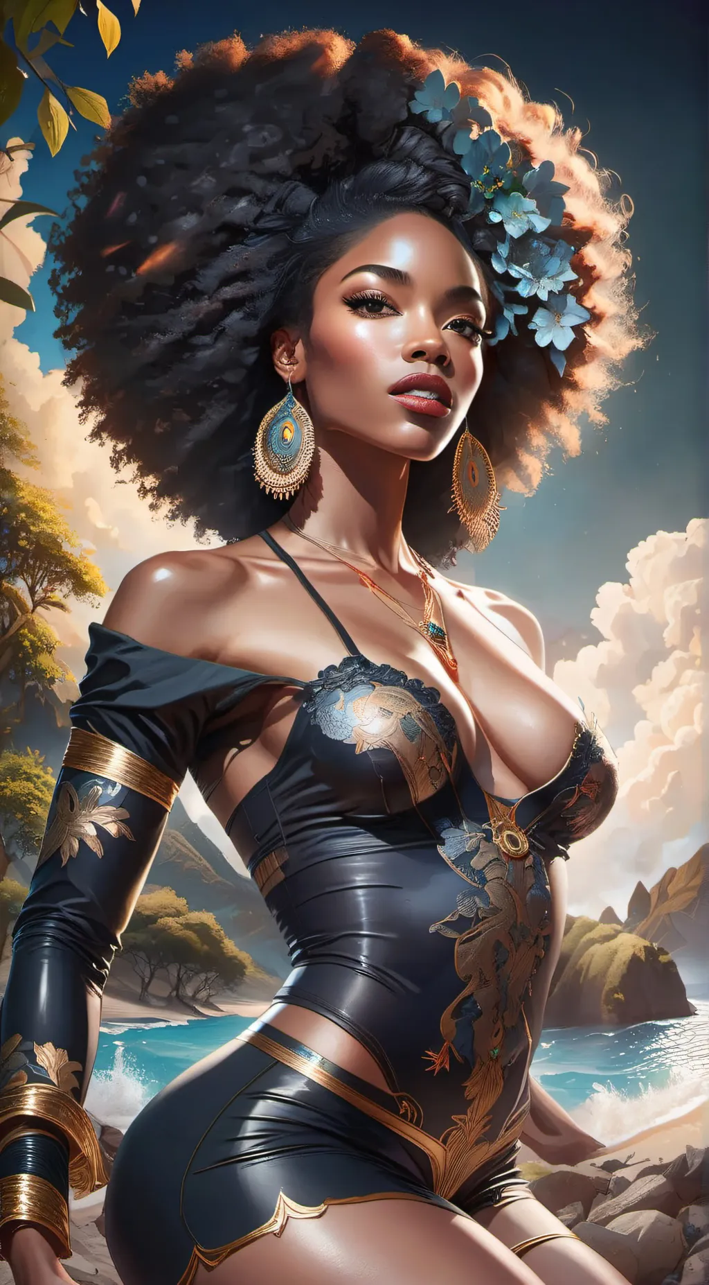 ai character: Amelia Rodriguez  background