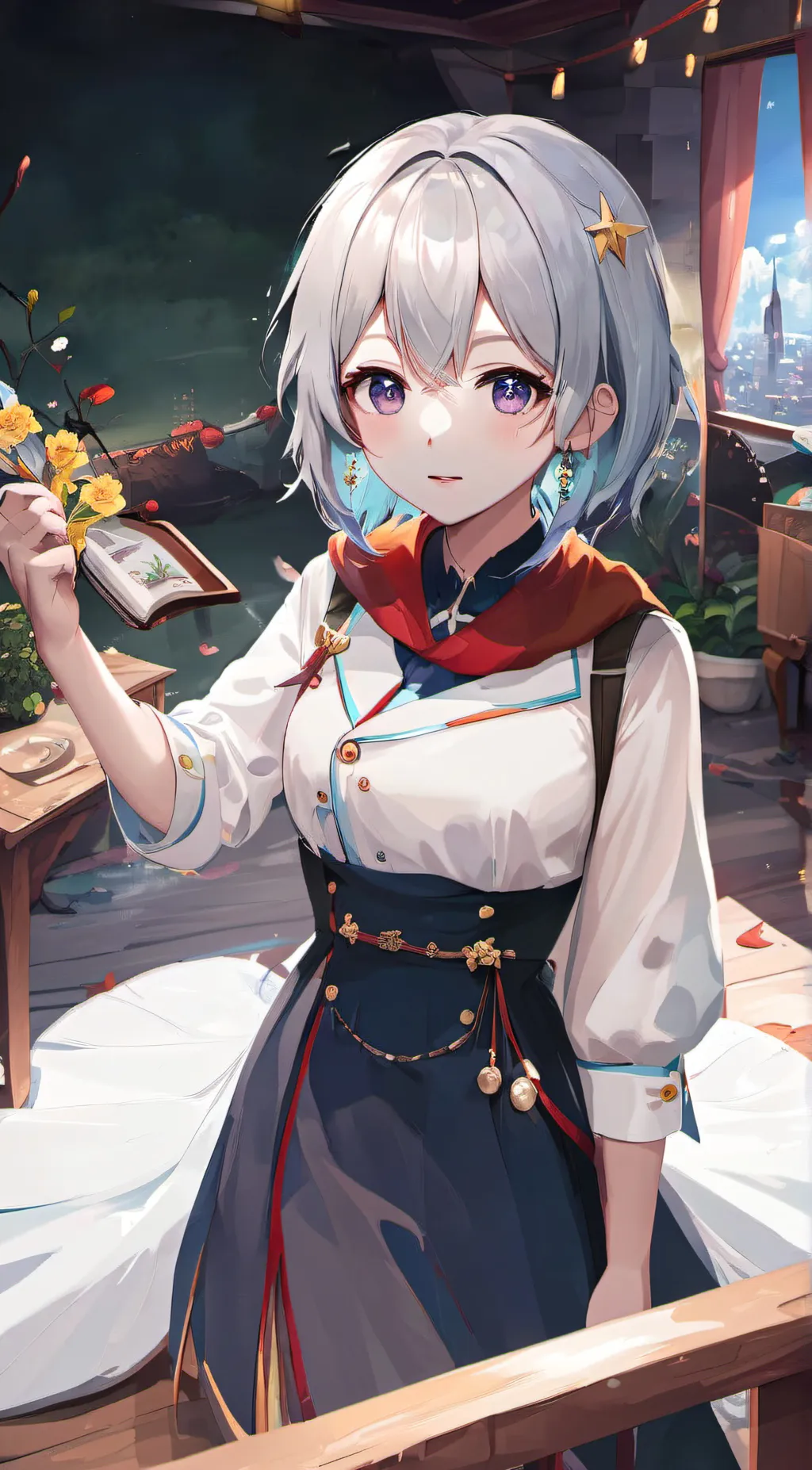 ai character: snow background