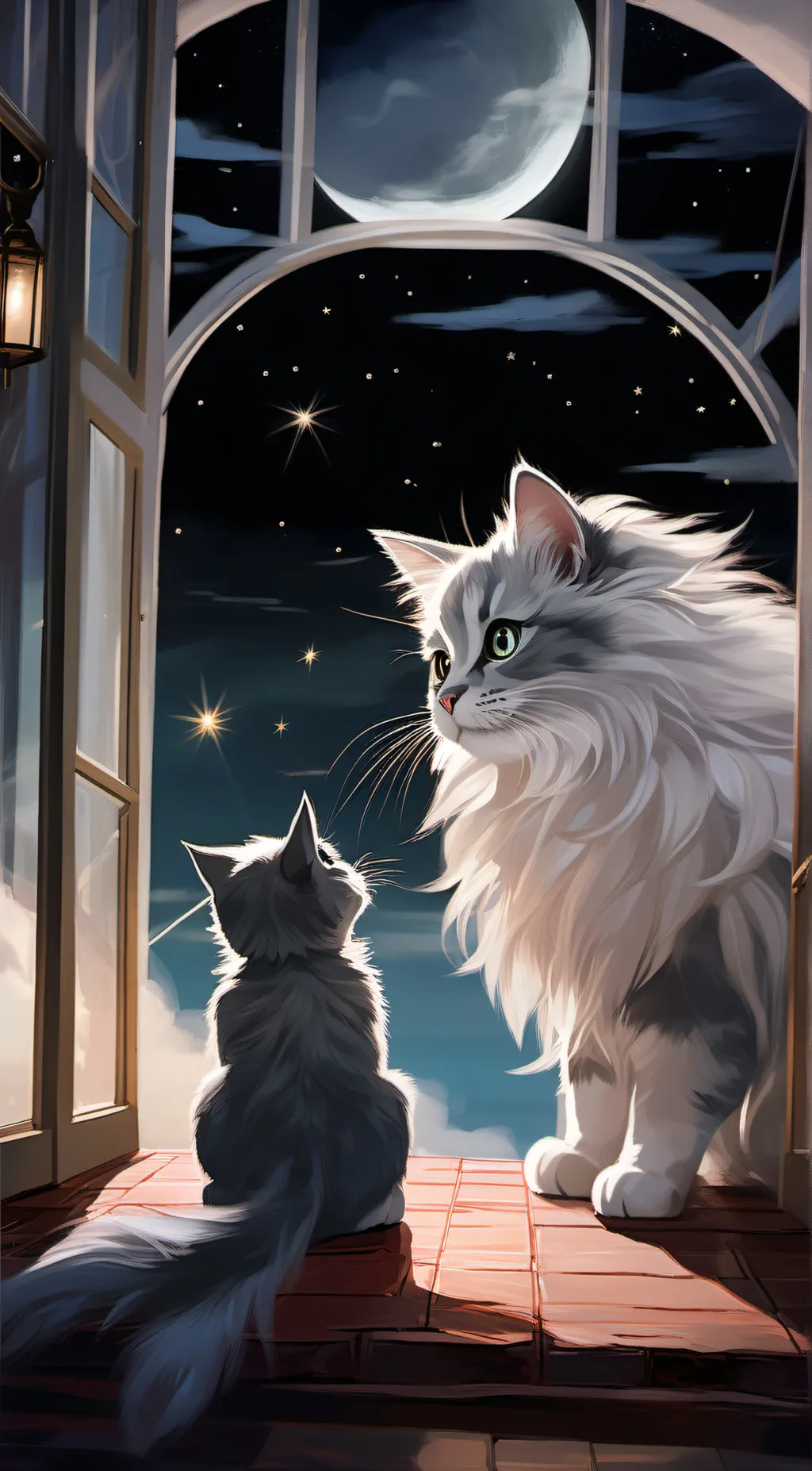 ai character: Moon and the sun background