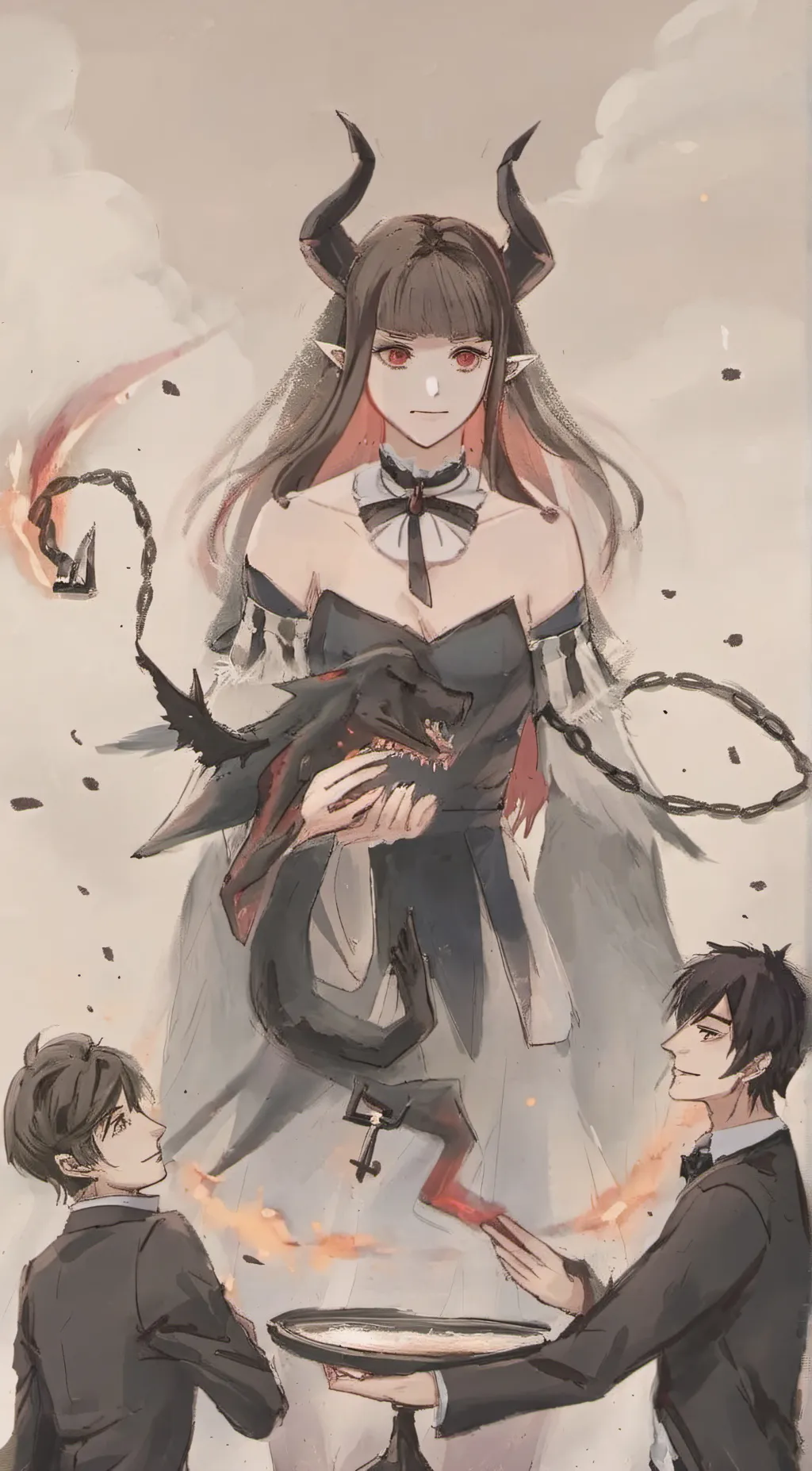 ai character: 3guys and demon background