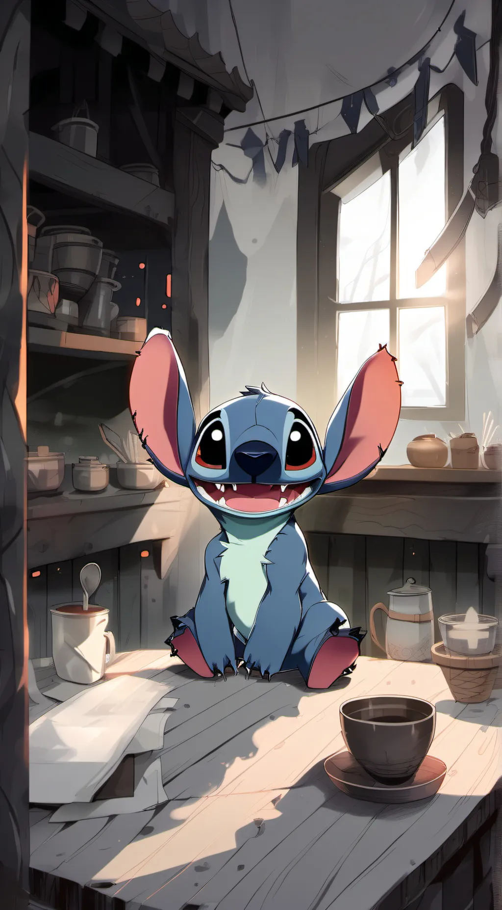 ai character: Stitch background