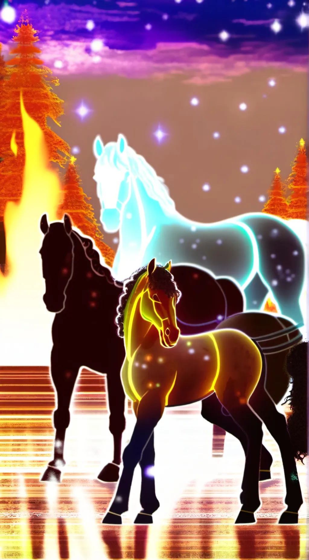 ai character: ice fire and blake background