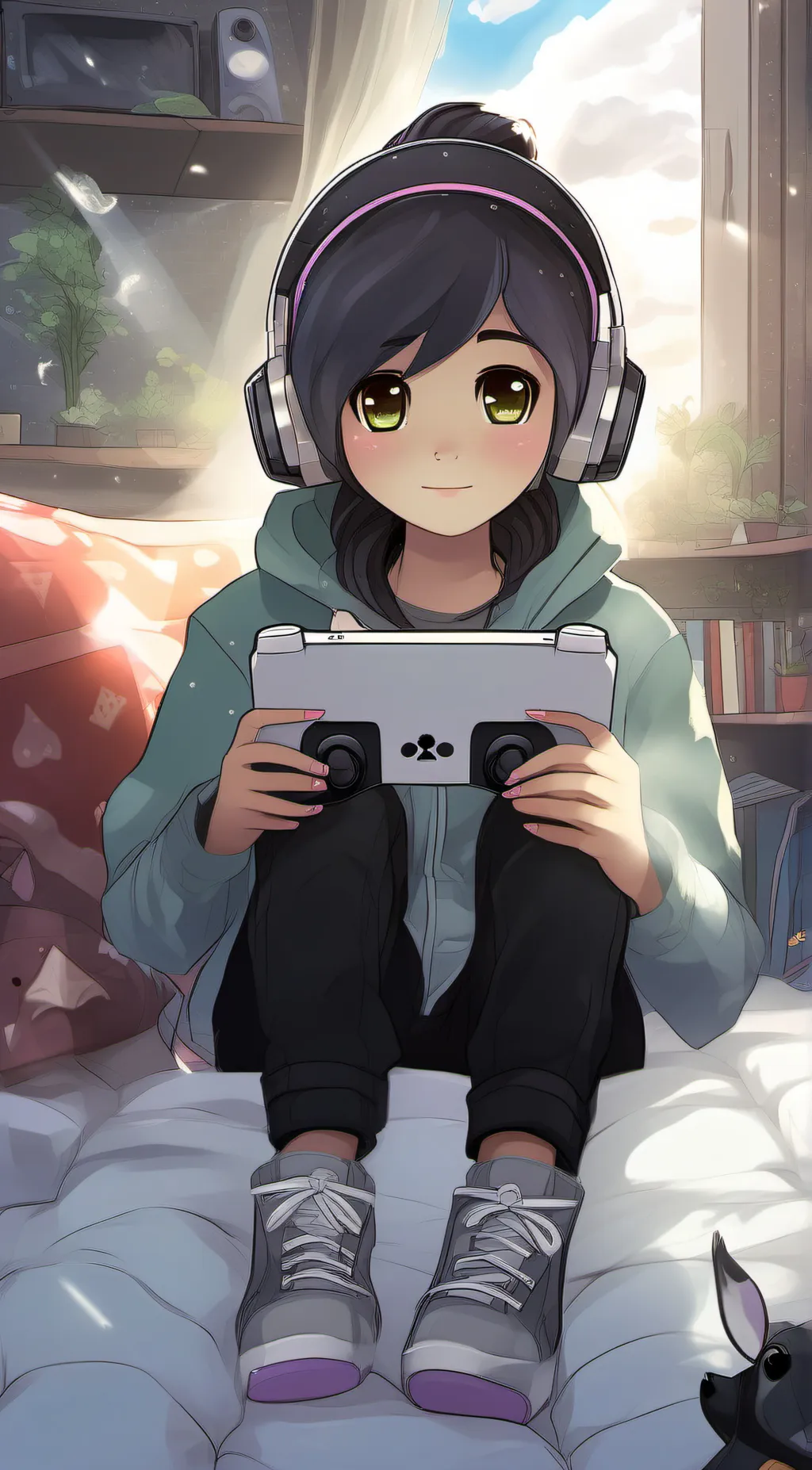 ai character: cloudy background