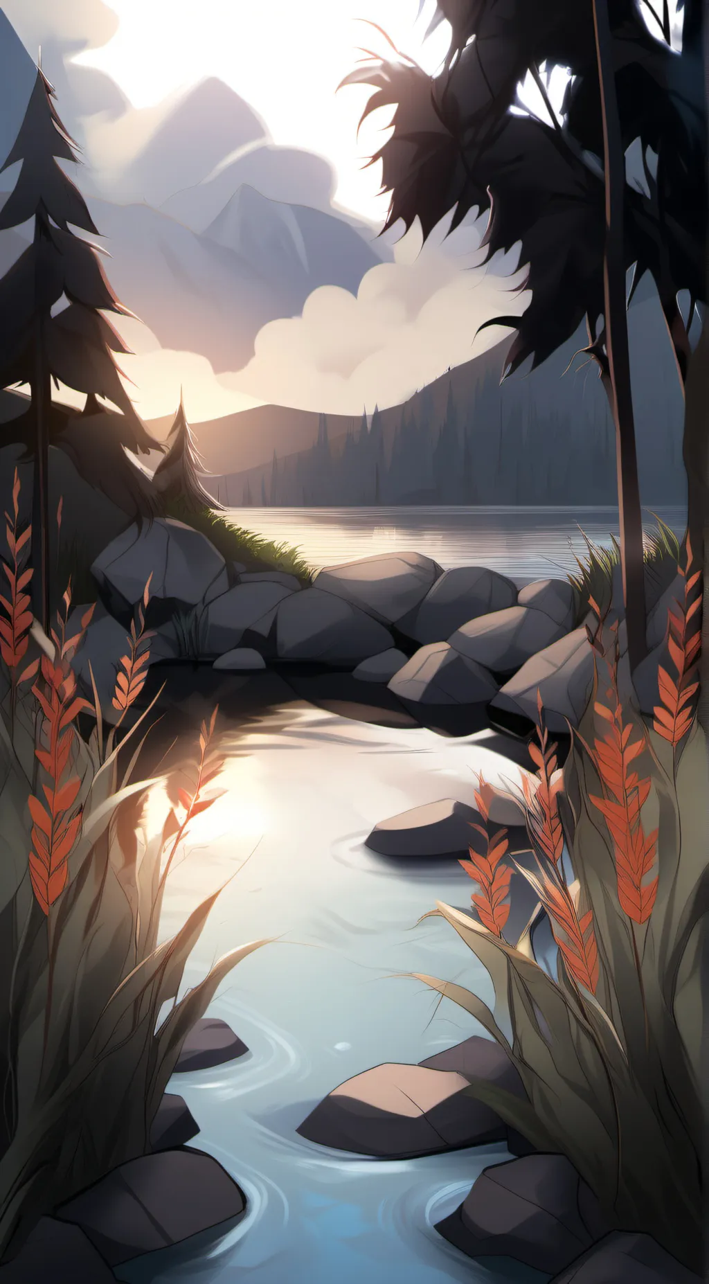 ai character: a normal "lake" background