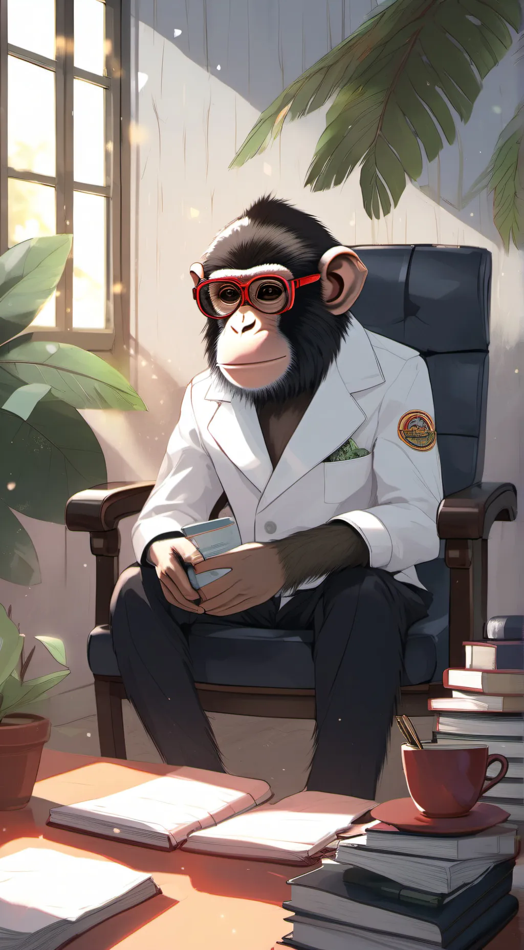 ai character: therapist monkey background