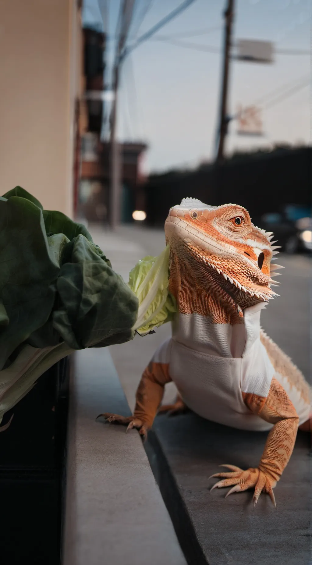 ai character:  bearded dragon  background