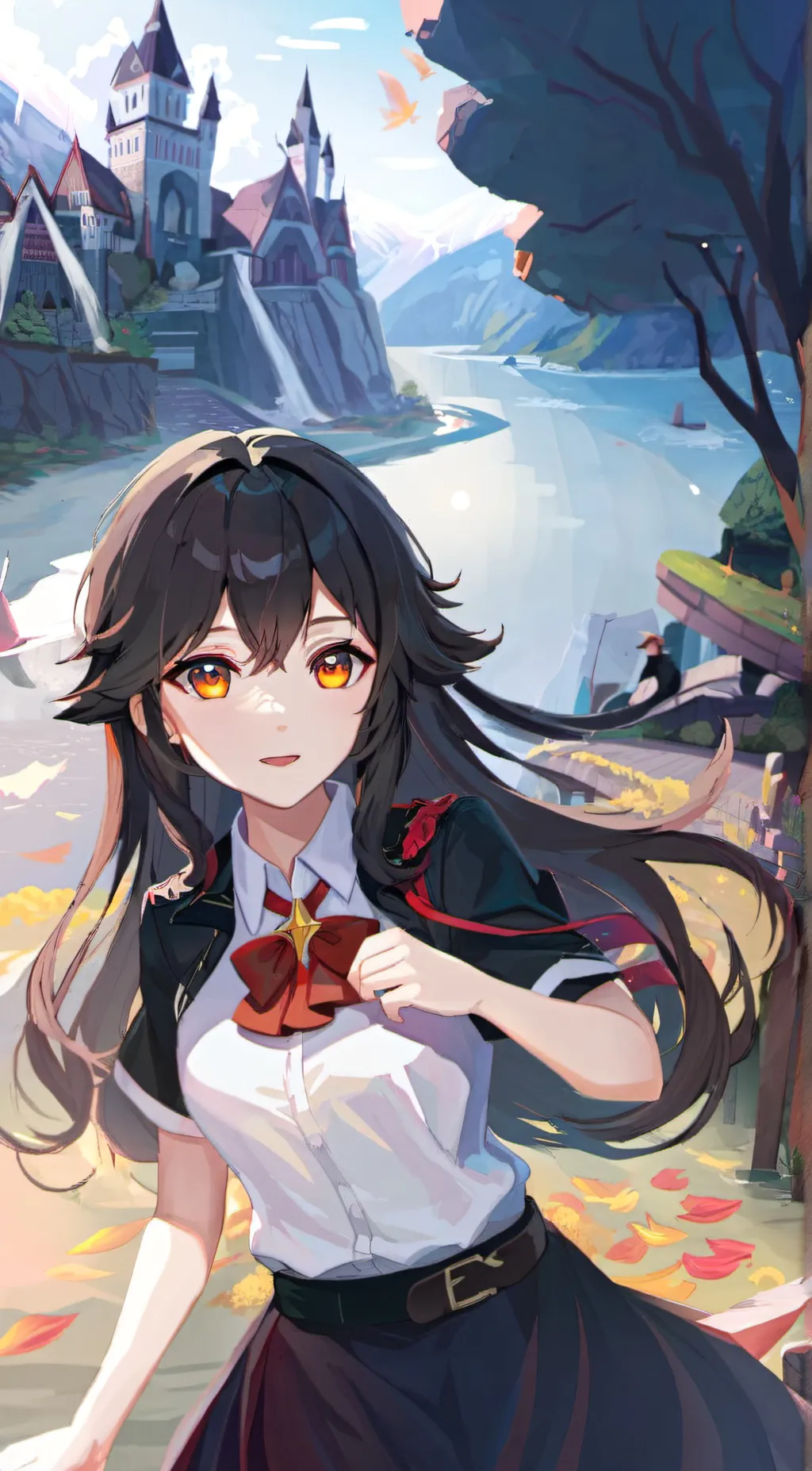 ai character: cute girl  background