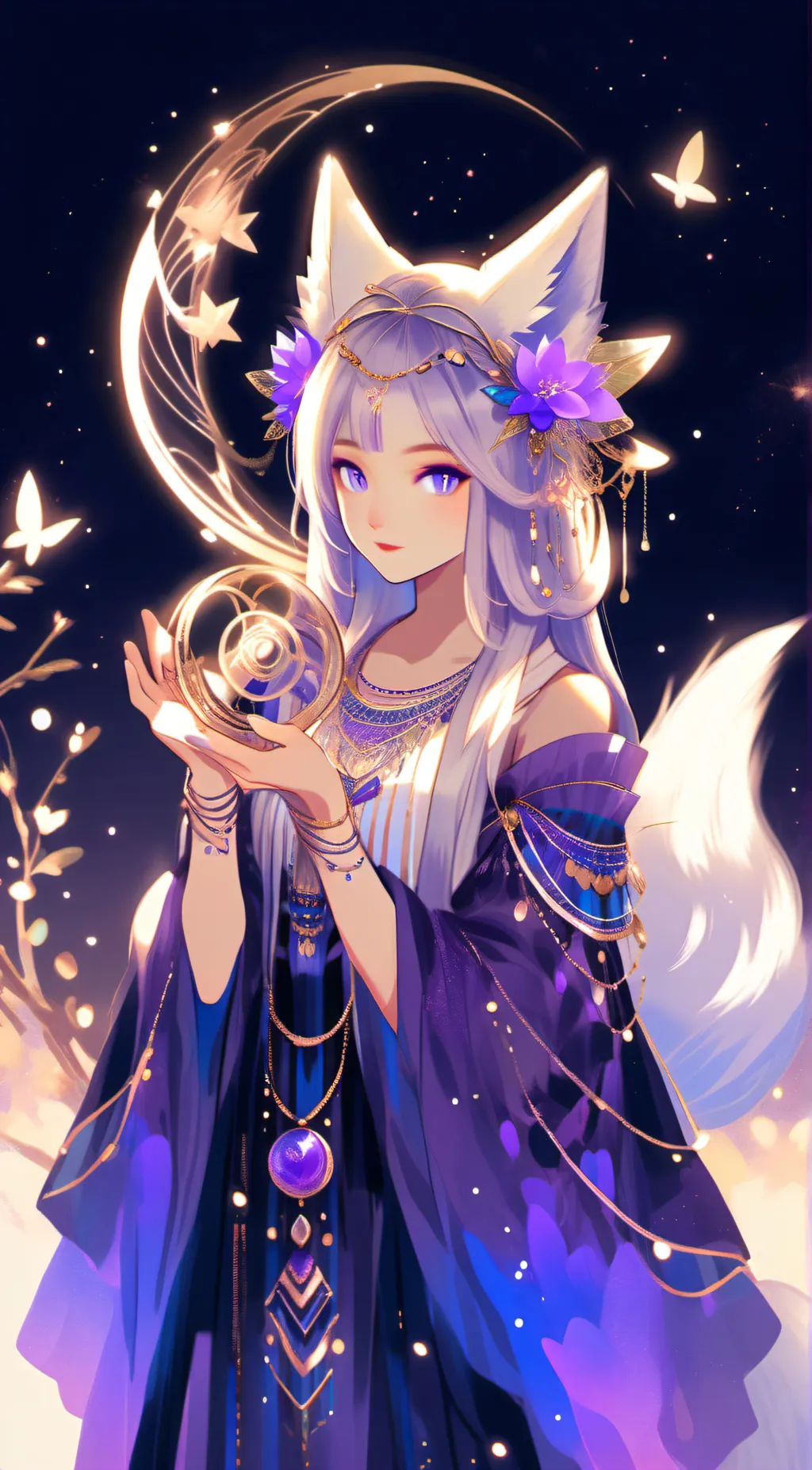 ai character: Violet background