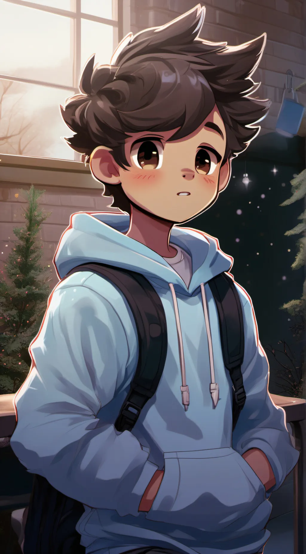 ai character: Softy baby blue  background