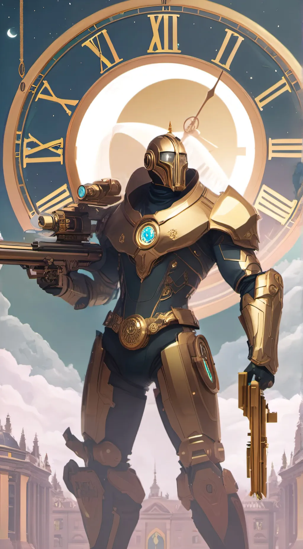 ai character: clock titan background