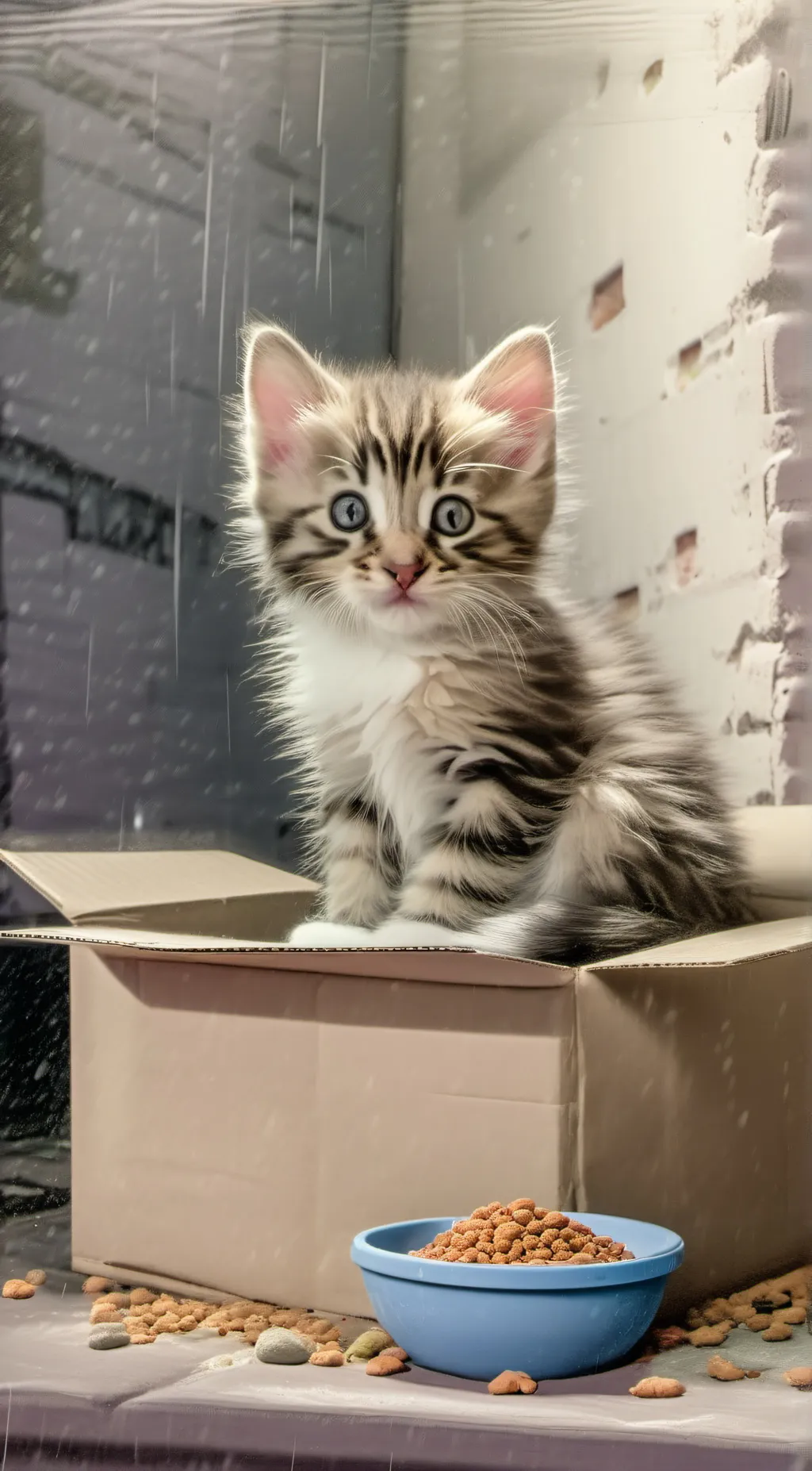 ai character: An homeless kitten background