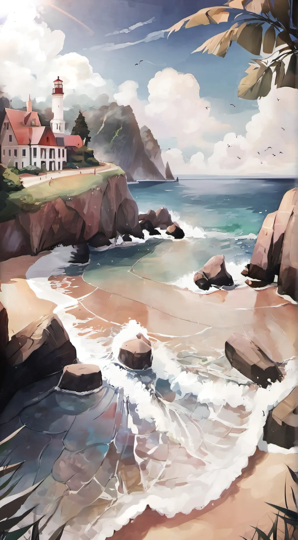 ai character: Class A-1 beach. background