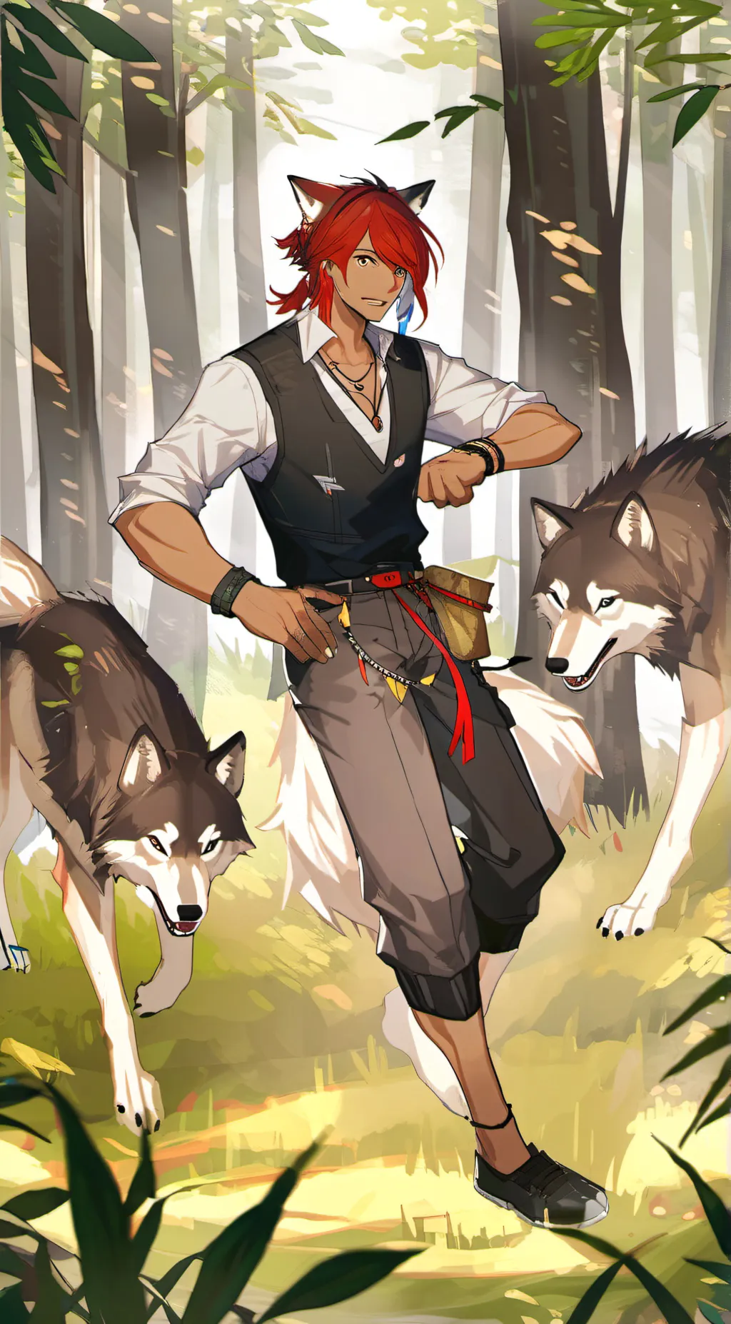 ai character: the red eared wolf background