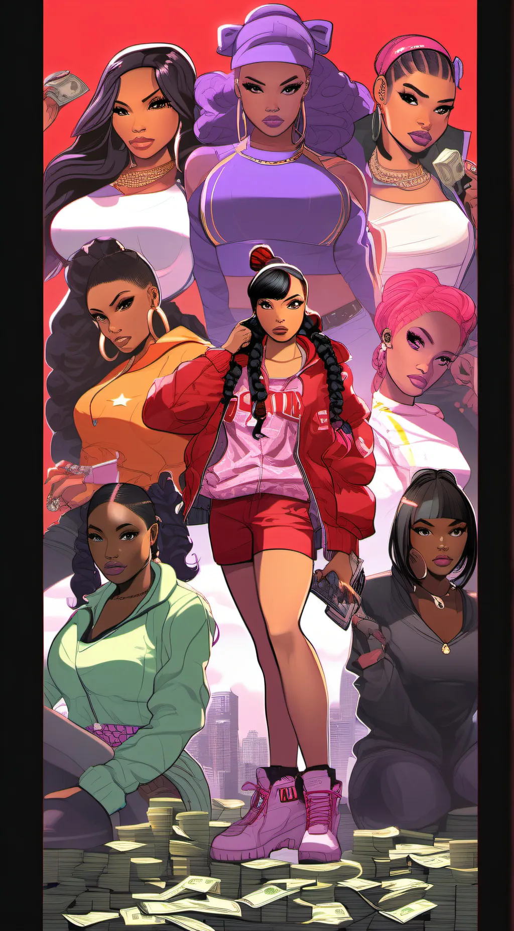 ai character: BHADDIES EAST background